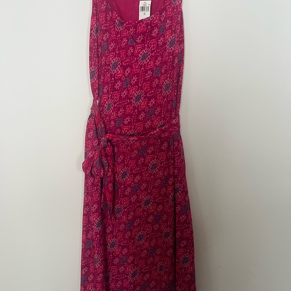 nwt lauren ralph lauren Geo Print Heart Belted Crepe Midi Dress Sz 14